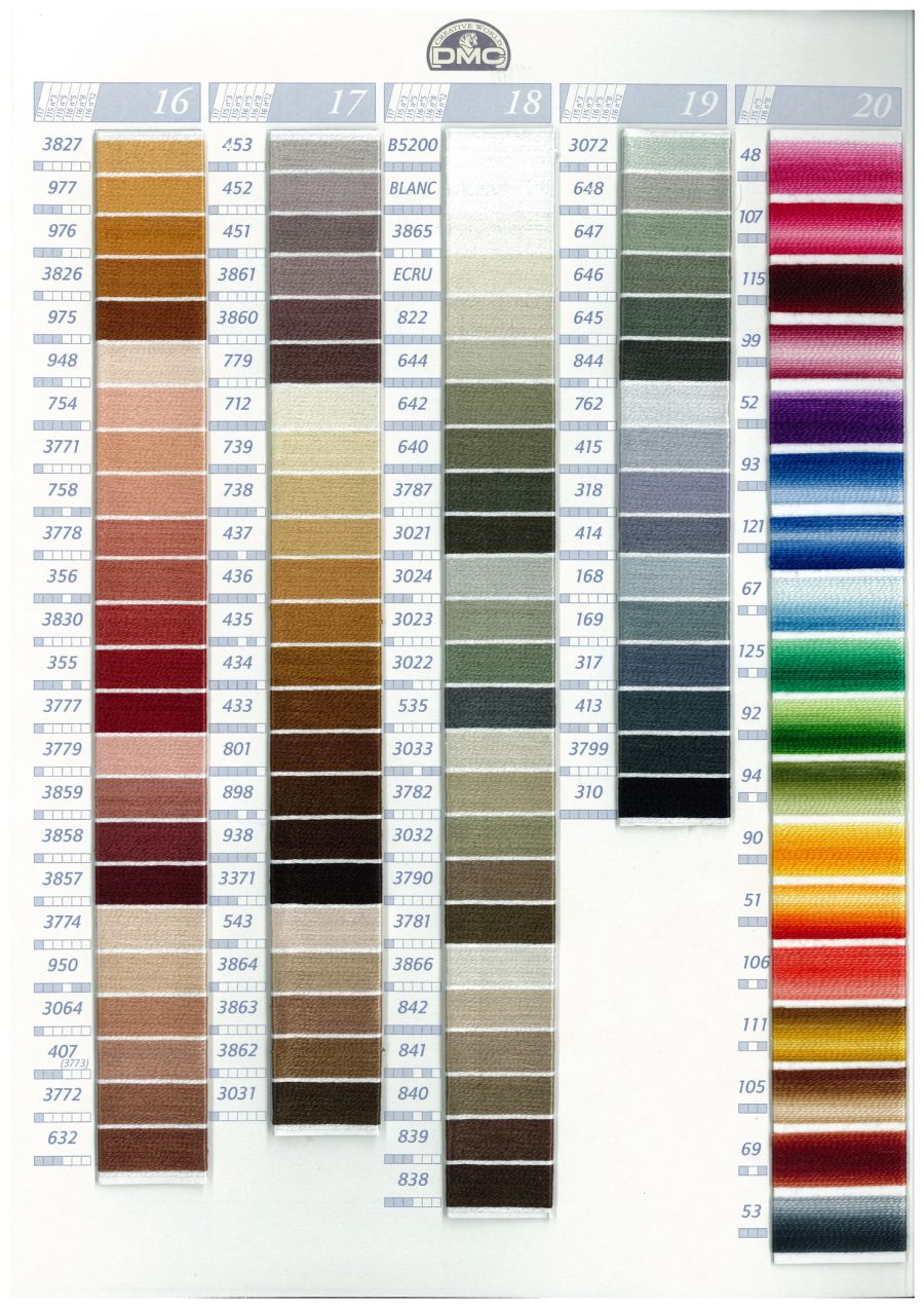 dmc stranded cotton embroidery thread colour chart